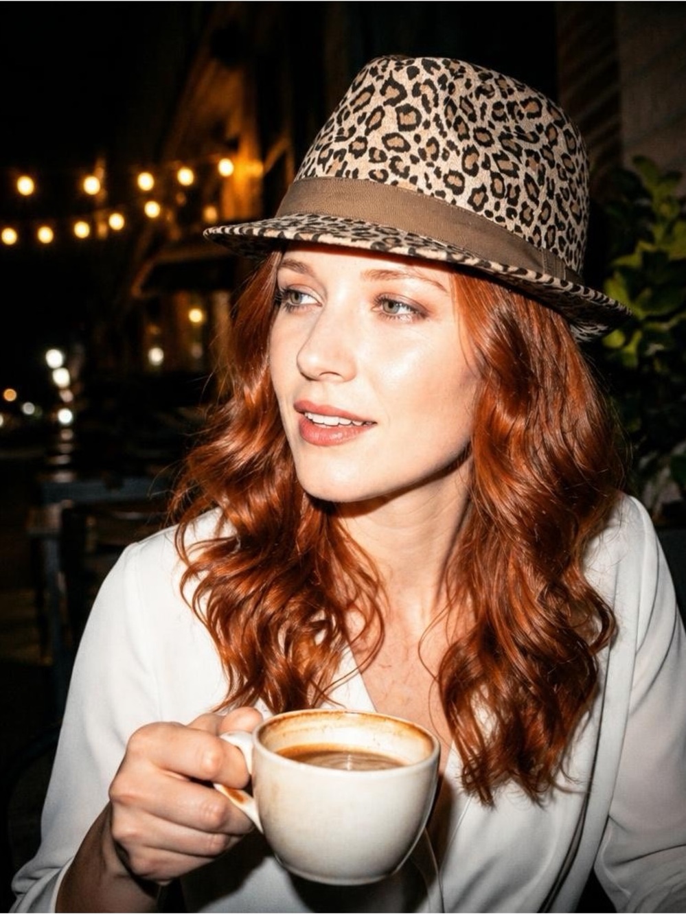 Nicole Marciano Leopard-Pattern Fedora with Brown Band